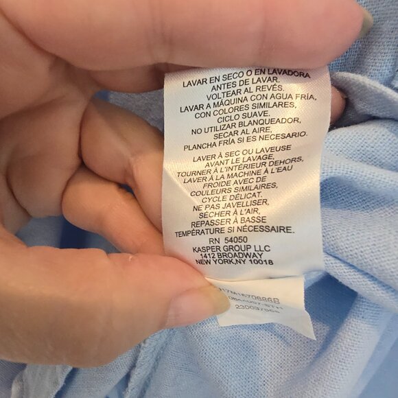 Jones NY Women's Light Blue Button-Up Shirt XS  3/4 Sleeve Cotton Blend Casual - Picture 9 of 13